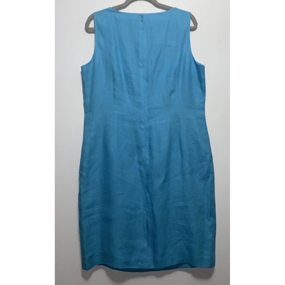 Talbots Irish Linen Dress Sleeveless Sheath Light Blue Career Size 16 - Picture 4 of 7
